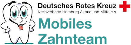 Logo der Mobilen Zaharztpraxis mit dem DRK Team